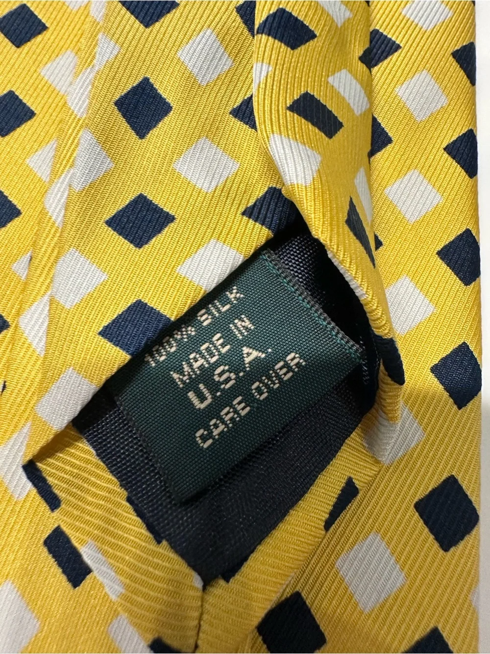 J. Crew Yellow Geometric Silk Tie with Black and White Accents